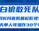 白狼敢死队最新抖音短视频批量起影视号（一天单人可操作30个号）视频课程-瀚海资源库