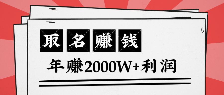 王通：不要小瞧任何一个小领域，取名技能也能快速赚钱，年赚2000W+利润-瀚海资源库