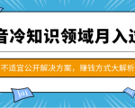 抖音冷知识领域月入过万项目，不适宜公开解决方案 ，抖音赚钱方式大解析！-瀚海资源库