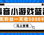 赚钱计划：抖音小游戏蓝海项目，无粉丝一天收入5000+-瀚海资源库