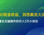 单日500现金收益，洞悉截流大法，一个批量化无脑操作的月入3万小项目-瀚海资源库