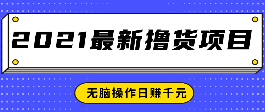2021最新撸货项目，一部手机即可实现无脑操作轻松日赚千元-瀚海资源库