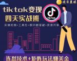 tiktok变现四天实战班，连怼技术+矩阵玩法赚美金！价值998元-瀚海资源库