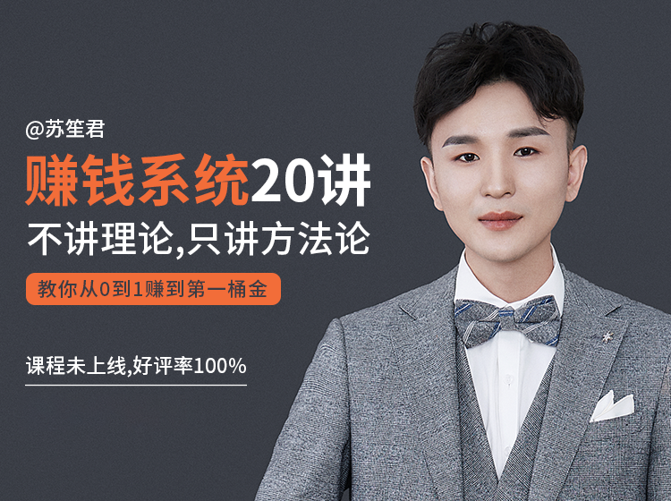 苏笙君的赚钱系统20课 教你从0到1赚到你的第一桶金（不讲理论，只讲方法论）-瀚海资源库