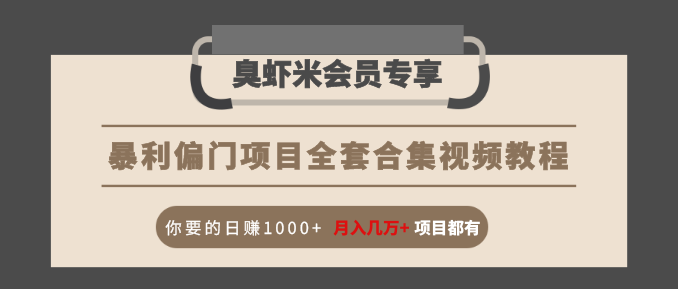 暴利偏门项目全套合集视频教程：你要的日赚1000+月入几万+项目都有-瀚海资源库