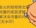 只说话就会火的短视频文案课，从根本上解决没流量的问题-瀚海资源库