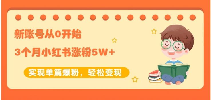 生财小红书涨粉变现：新账号从0开始3个月小红书涨粉5W+实现单篇爆粉-瀚海资源库