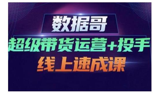 数据哥·超级带货运营+投手线上速成课，快速提升运营和熟悉学会投手技巧-瀚海资源库