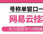 网易云挂机项目云梯挂机计划，永久版脚本+详细操作视频-瀚海资源库