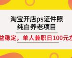 淘宝开店ps证件照，纯白养老项目，单人兼职稳定日100元(教程+软件+素材)-瀚海资源库