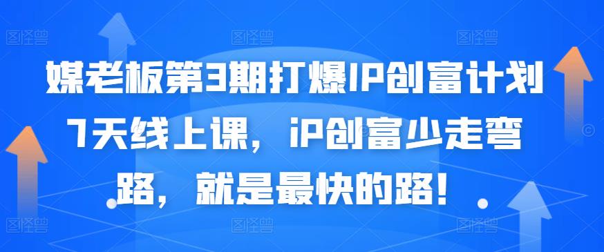 媒老板第3期打爆IP创富计划7天线上课，iP创富少走弯路，就是最快的路！-瀚海资源库