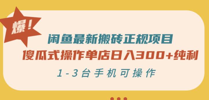 闲鱼最新搬砖正规项目：傻瓜式操作单店日入300+纯利，1-3台手机可操作-瀚海资源库