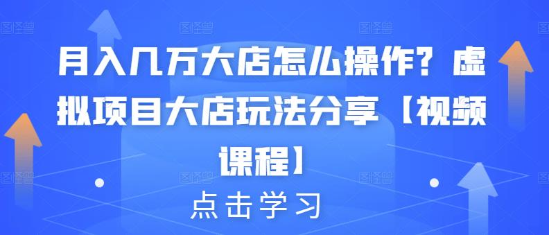 月入几万大店怎么操作？虚拟项目大店玩法分享【视频课程】-瀚海资源库