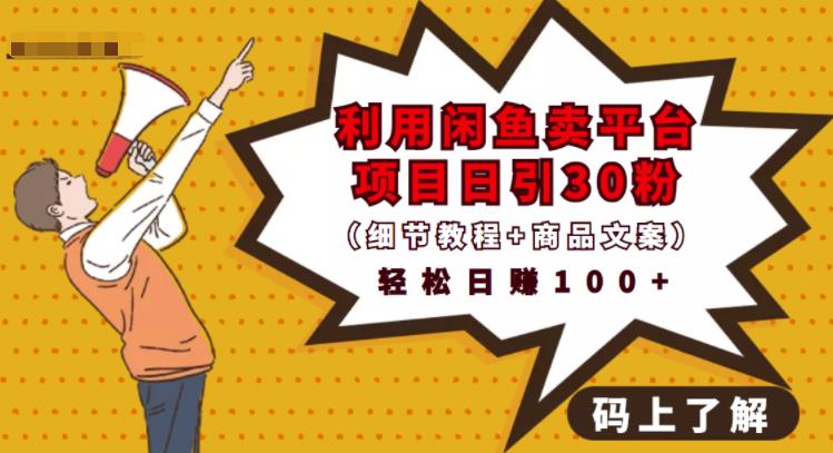 利用闲鱼卖平台项目课程资源日引流30+精准粉丝，轻松日赚100+，积累人脉可实现二次变-瀚海资源库