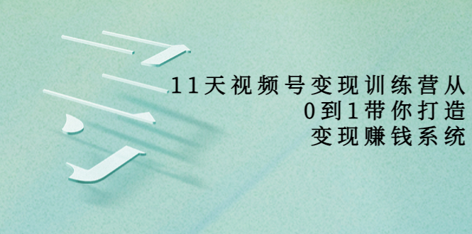 11天视频号变现训练营，从0到1打造变现赚钱系统（价值398元）-瀚海资源库