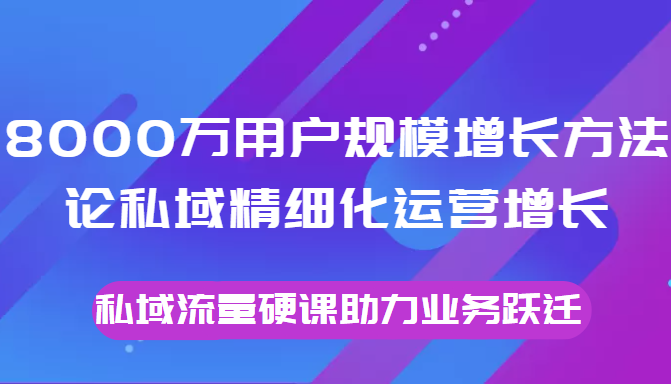 8000万用户规模增长方法论私域精细化运营增长，私域流量硬课助力业务跃迁-瀚海资源库