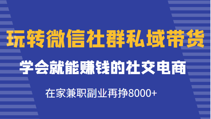 玩转微信社群私域带货，学会就能赚钱的社交电商，在家兼职副业再挣8000+-瀚海资源库