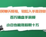搞笑聊天账号，轻松入手高效变现，百万操盘手亲授，小白也能涨粉数十万-瀚海资源库
