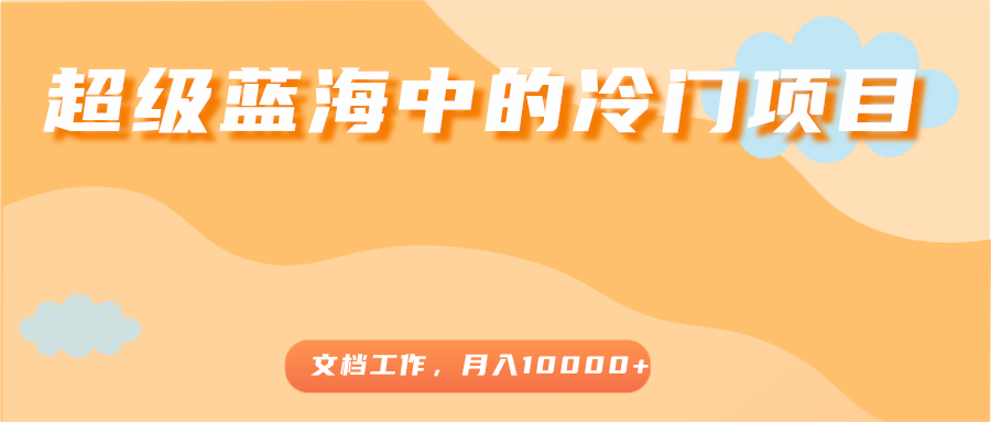 超级蓝海中的冷门项目，文档工作，好玩又赚钱，月入10000+-瀚海资源库