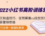 2022小红书高阶训练营：爆文制造技巧，低预算高roi投放技巧，内容营销思维-瀚海资源库