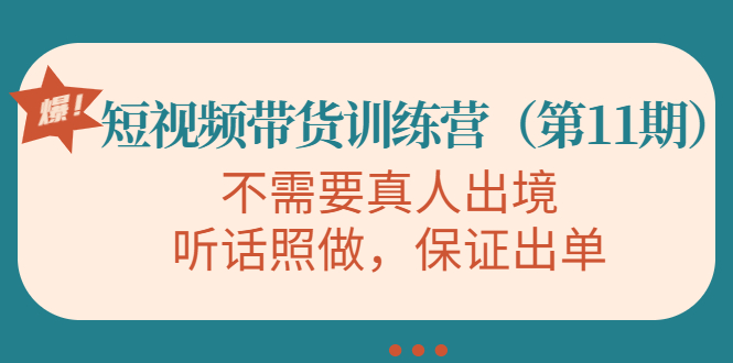 视频带货训练营，不需要真人出境，听话照做，保证出单（第11期）-瀚海资源库