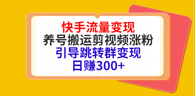 快手流量变现，养号搬运剪视频涨粉，引导跳转群变现日赚300+-瀚海资源库