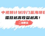 中视频计划冷门蓝海项目【二创解说】陪跑课程：播放越高收益越高-瀚海资源库