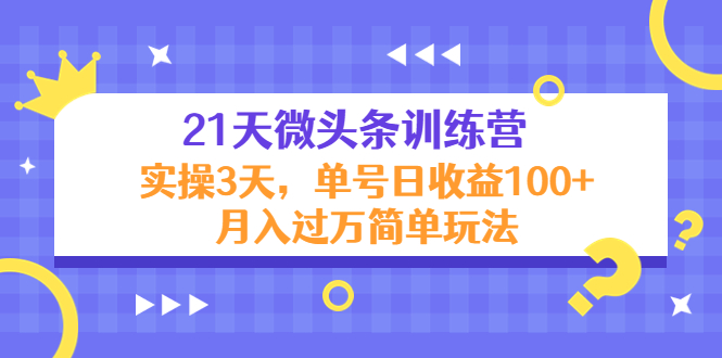 21天微头条训练营，实操3天，单号日收益100+月入过万简单玩法-瀚海资源库