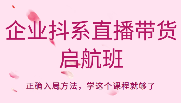 企业抖系直播带货启航班，正确入局方法，学这个课程就够了-瀚海资源库