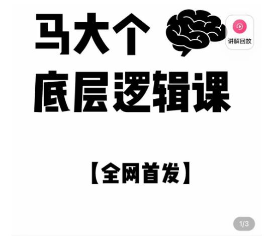 马大个·底层逻辑课，51节底层逻辑智慧课-价值1980元-瀚海资源库