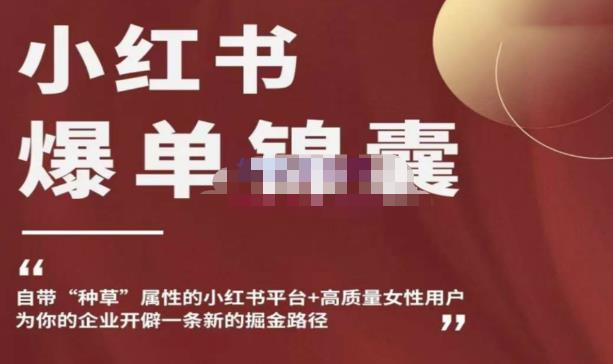 小红书爆单锦囊，自带种草属性+高质量女性用户，为你的企业开辟一条新的掘金路径-瀚海资源库