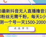 2023最新抖音无人直播撸音浪项目，0粉丝无需千粉，每天1小时，实测一个号一天1500-2000元-瀚海资源库