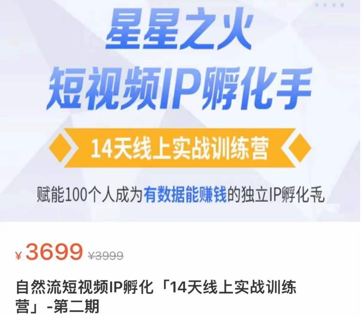 瑶瑶·自然流短视频IP孵化第二期，14天线上实战训练营，赋能100个人成为有数据能赚钱的独立IP孵化手-瀚海资源库