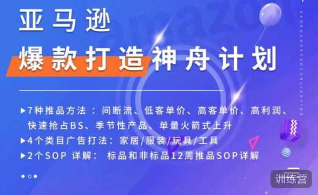 亚马逊爆款打造神舟计划，​7种推品方法，4个类目广告打法，2个SOP详解-瀚海资源库