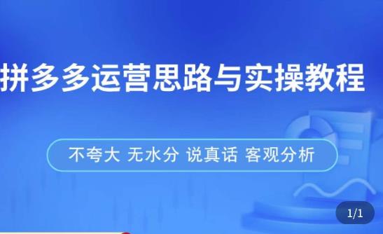 拼多多店铺运营思路与实操教程，快速学会拼多多开店和运营，少踩坑，多盈利-瀚海资源库