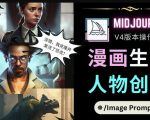 Midjourney V4版本操作教程：2个简单参数，完成漫画生成，人物创建-瀚海资源库