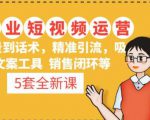 5套·美业短视频运营课从场景到话术·精准引流·吸金文案工具·销售闭环等-瀚海资源库