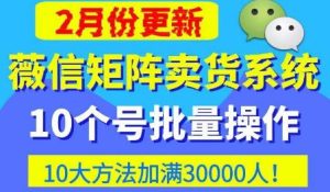 微信矩阵卖货系统,多线程批量养10个微信号,10种加粉落地方法,快速加满3W人卖货!-瀚海资源库