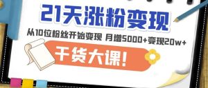 21天精准涨粉变现干货大课：从10位粉丝开始变现月增5000+变现20w+-瀚海资源库