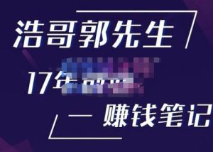 浩哥郭先生17年创业赚米笔记，打开你对很多东西的认知，让你知道原来赚钱或创业不单单是发力就行-瀚海资源库