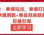 万相台·单爆玩法,单爆打造流程+单品快速测款+单品双渠放量+単品巨量引爆-瀚海资源库