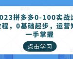 2023拼多多0-100实战运营教程,0基础起步,运营知识一手掌握-瀚海资源库