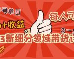 2023新细分领域带货计划:单号单日1000+收益不难,每人可操作3-5个账号-瀚海资源库