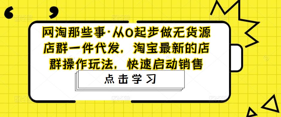 网淘那些事·从0起步做无货源店群一件代发，淘宝最新的店群操作玩法，快速启动销售-瀚海资源库