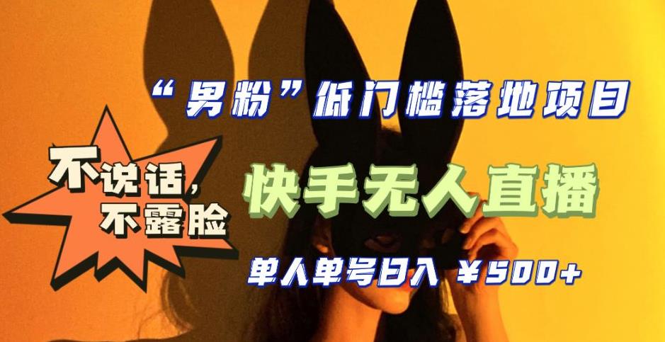 【全新升级】零基础单人单号单晚500+，不说话，不露脸，4月最新超皮实快手无人直播-瀚海资源库