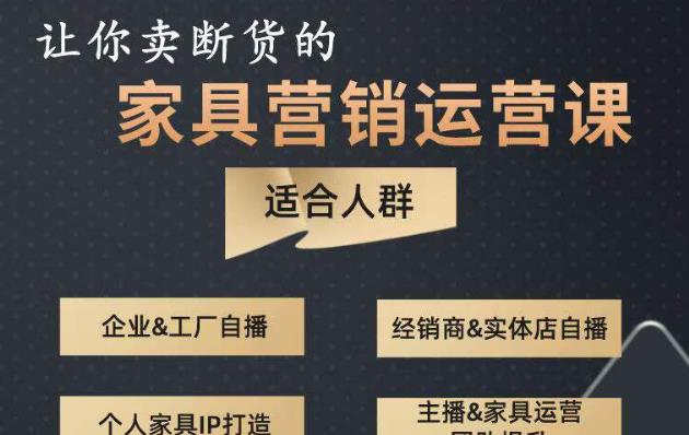 让你卖断货的家具营销运营课，打造高销量家具账号（短视频+直播+人物IP）-瀚海资源库