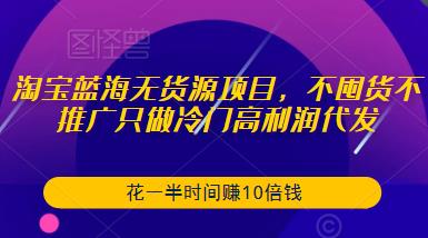 淘宝蓝海无货源项目，不囤货不推广只做冷门高利润代发，花一半时间赚10倍钱-瀚海资源库