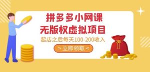 黄岛主·拼多多小网课无版权虚拟项目分享课：起店之后每天100-200收入-瀚海资源库