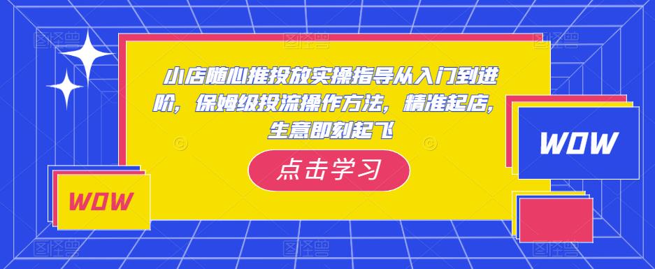 小店随心推投放实操指导从入门到进阶，保姆级投流操作方法，精准起店，生意即刻起飞-瀚海资源库