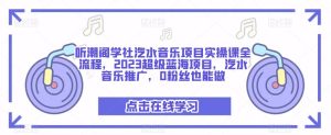 听潮阁学社汽水音乐项目实操课全流程,2023超级蓝海项目,汽水音乐推广,0粉丝也能做-瀚海资源库